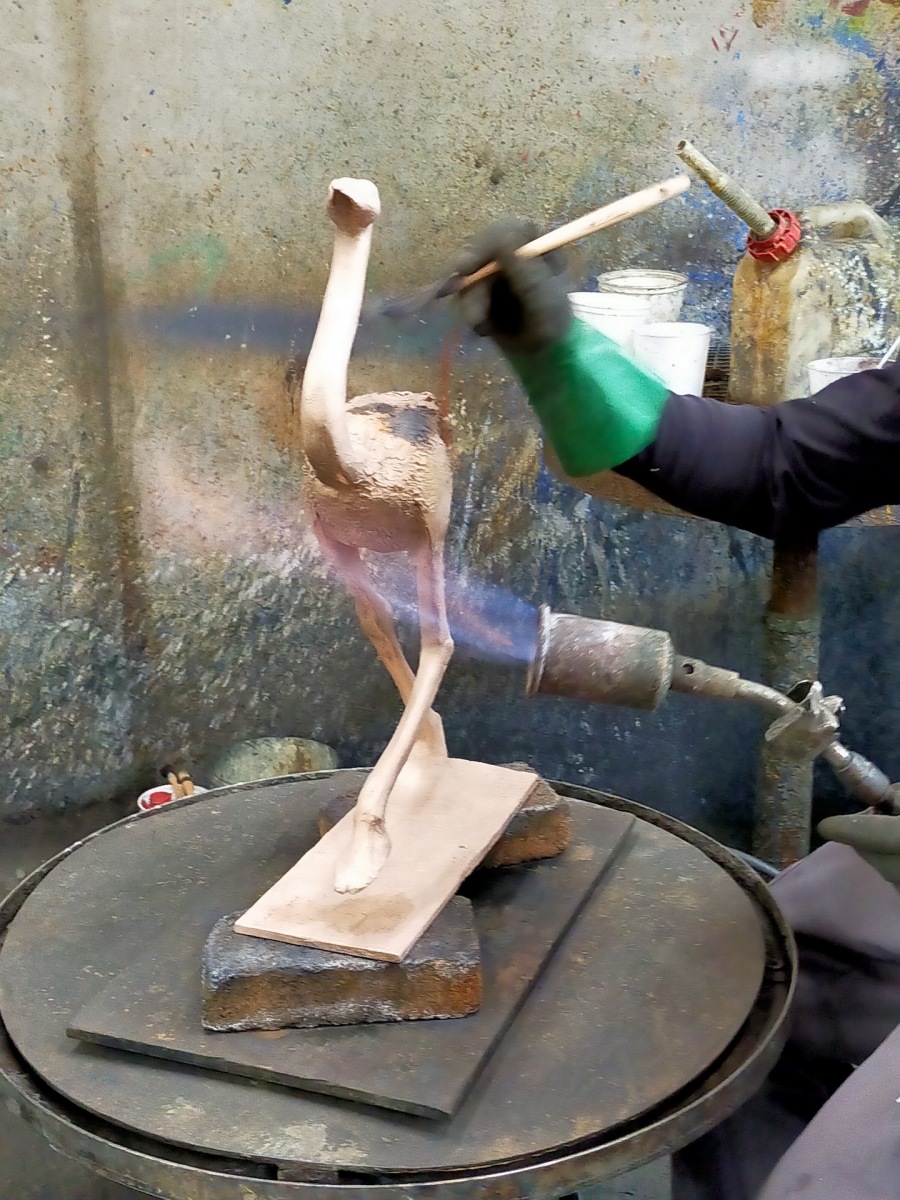 sculpture autruche bronze atelier Barthélémy Art