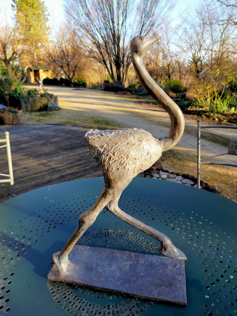 sculpture autruche bronze