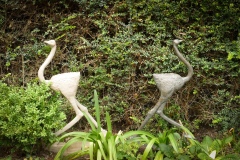 autruches - sculpture - grès + bronze